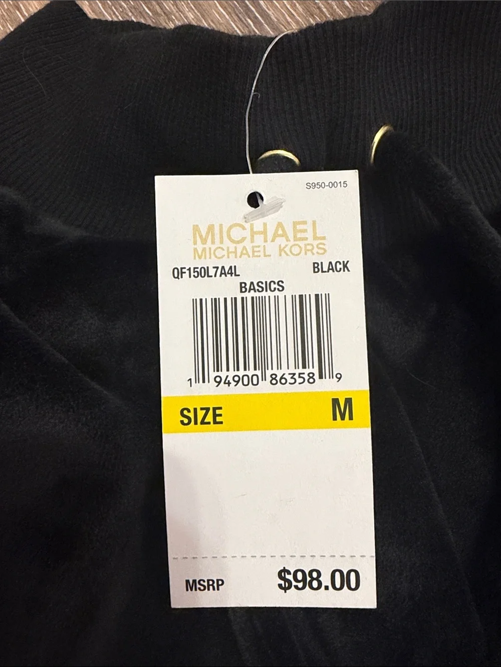 Michael Kors Black Velvet Pullover Sweater with Gold Accent